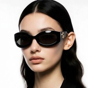 New Authentic GUCCI GG1247s 001 Black/Gold Oval sunglasses